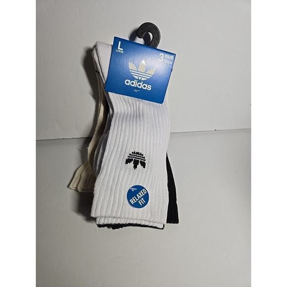 ADIDAS Mens Socks Crew Moisture Wicking Cushioned 3 Pair Shoe Size Large 6-12 - Picture 2 of 10